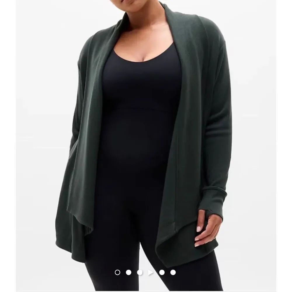 Athleta Pranayama Restore Wrap Open Front Cardigan in Elm Rib Sz LT NWOT